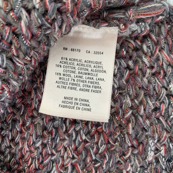 Anthropologie Moth Cardigan Sweater S Gray Tan Red Shimmer Knit Open Front Boho - Picture 10 of 10